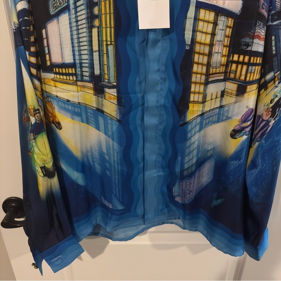 Casablanca Tokyo Nights Long Sleeve Cuban Collar Shirt in Multi - Picture 9 of 16